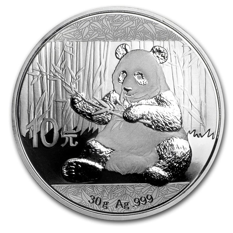 2017 30 Grams Silver ¥10 Chinese PANDA Coin WITH 24K GOLD GILDED.